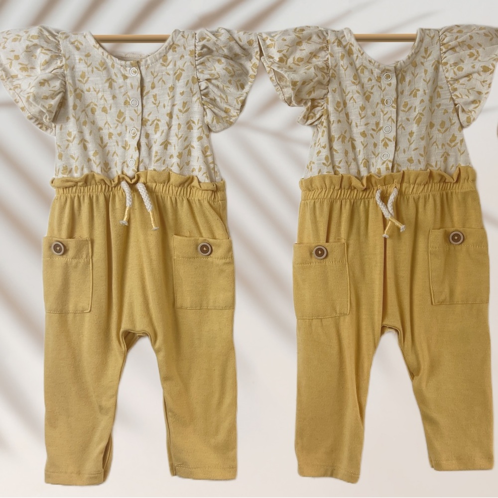 Jessica Simpson Baby 3-6M Floral/Marigold One Piece Rompers *SOLD AS SET*
